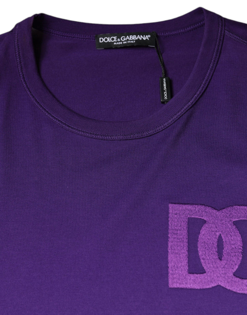 Purple DG Logo Cotton Crew Neck T-shirt