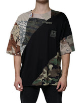 Multicolor Camouflage Cotton Round Neck T-shirt