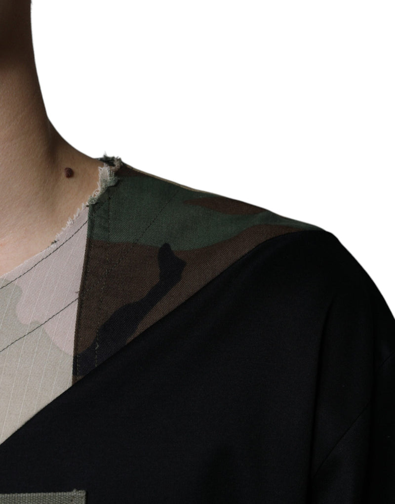 Multicolor Camouflage Cotton Round Neck T-shirt