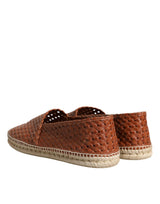 Maroon Woven Leather Men Espadrille Shoes