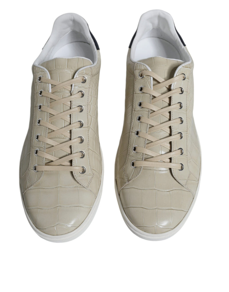 Beige London Leather Low Top Sneakers Shoes