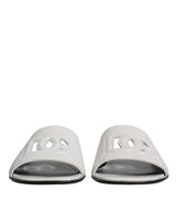 White DG Cut Out Leather Slides Sandals Shoes