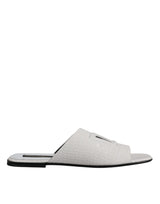 White DG Cut Out Leather Slides Sandals Shoes