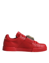 Red Leather Low Top Portofino Sneakers Shoes