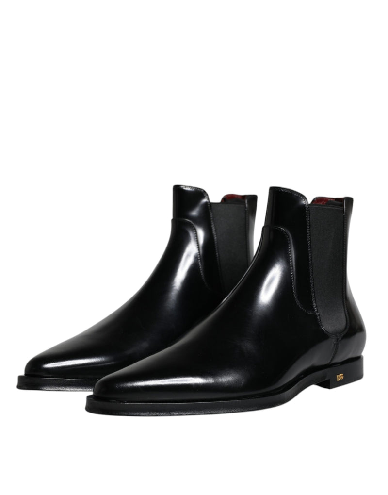 Black Leather Chelsea Men Ankle Boots Shoes