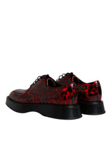 Red Black Leopard Lace Up Derby Dress Shoes