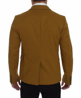 Elegant Yellow Cotton Blend Casual Blazer