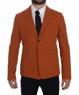 Elegante blazer de mezcla de algodón de algodón de naranja