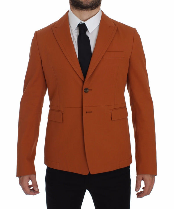 Elegante Blazer di miscela di cotone casual arancione