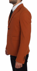 Elegante blazer de mezcla de algodón de algodón de naranja