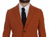 Elegante blazer de mezcla de algodón de algodón de naranja