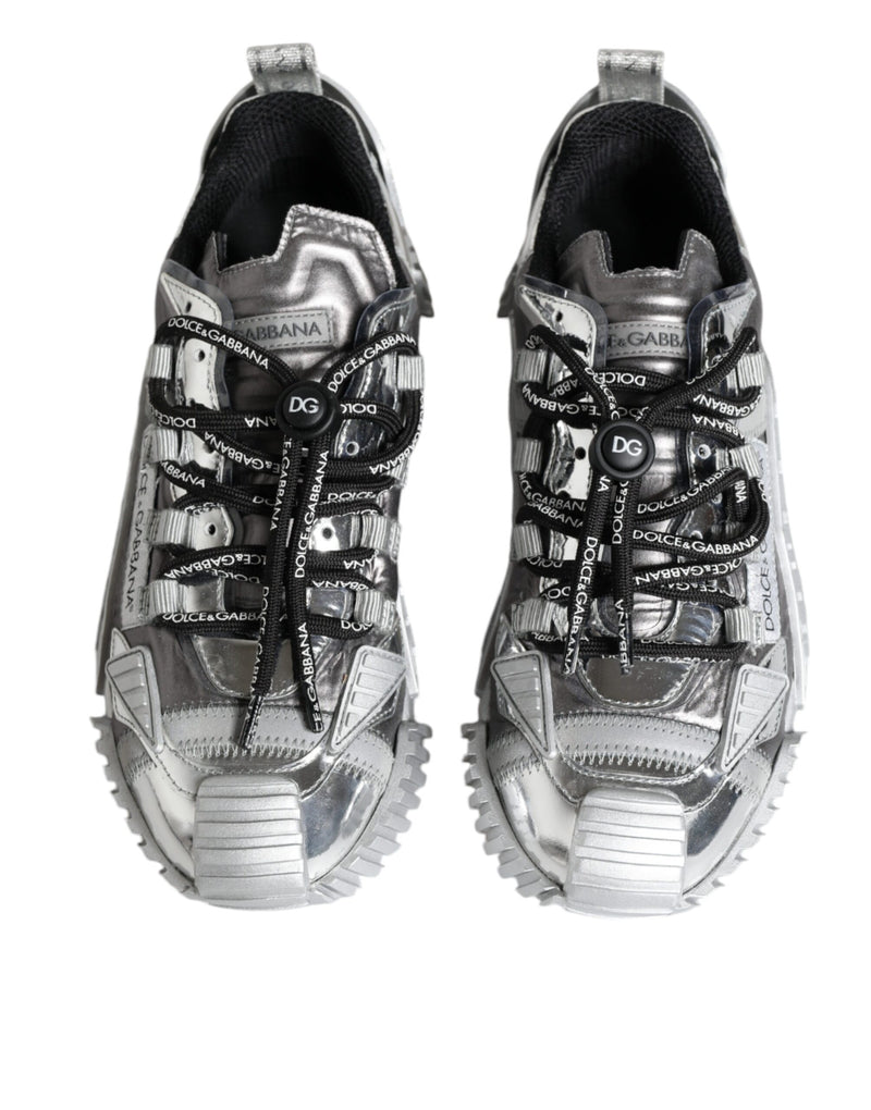 Silver Polyester NS1 Low Top Sneakers Shoes