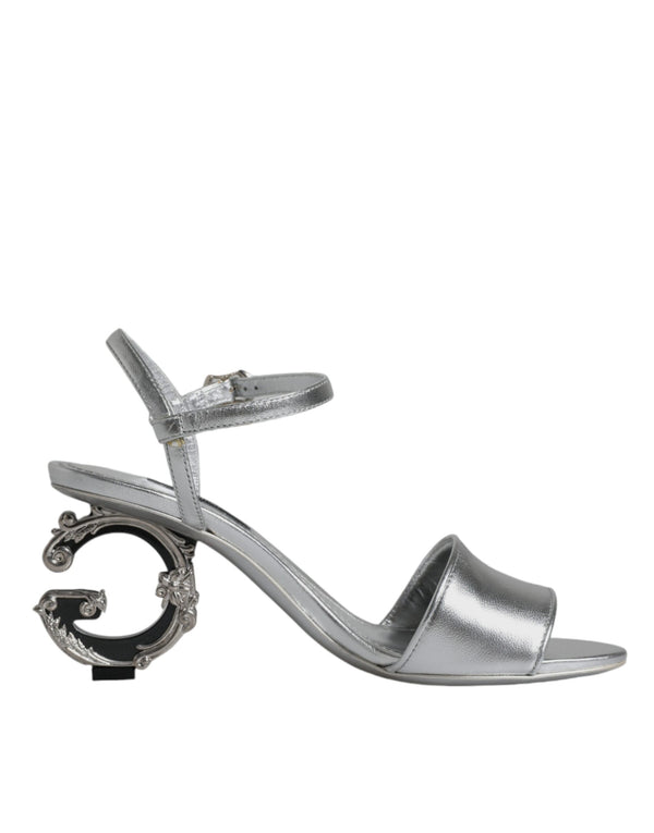 Silver KEIRA Heels Ankle Strap Sandals Shoes