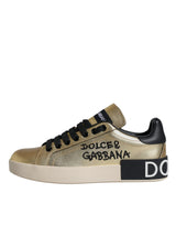 Gold Portofino Calf Leather Sneakers Shoes