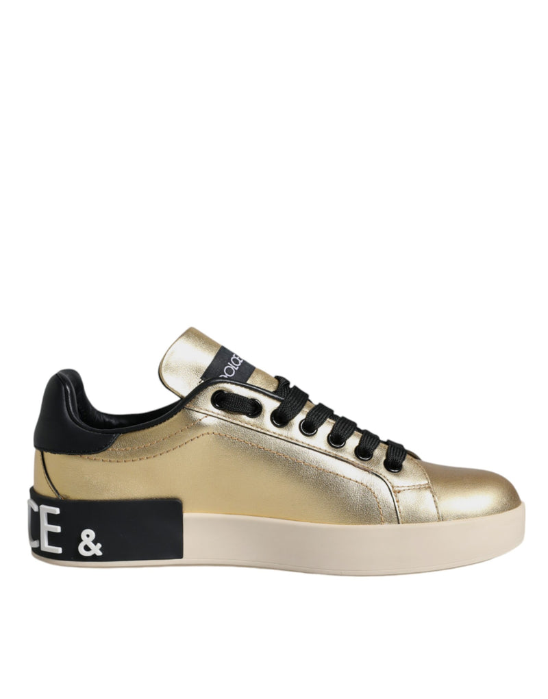 Gold Portofino Calf Leather Sneakers Shoes