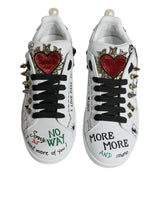 White Heart Studded Low Top Sneakers Shoes