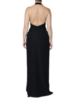 Black Sleeveless Halter Sheath Long Gown Dress