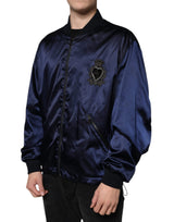 Blue Crown Heart Full Zip Men Bomber Jacket