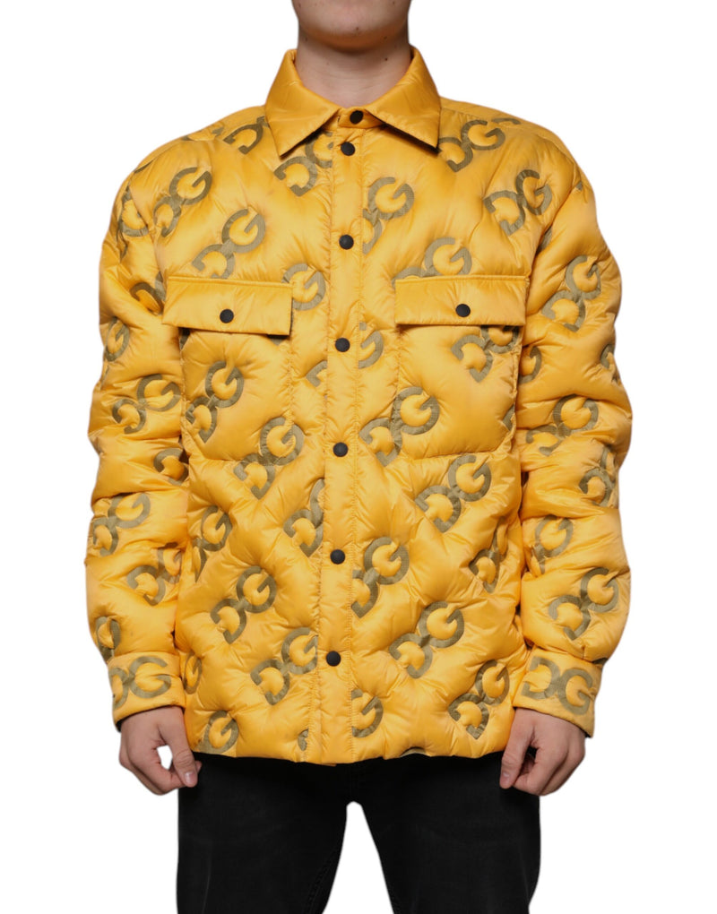 Yellow Logo Padded Buttoned Blouson Jacket