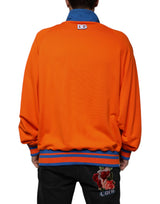 Orange Blue Full Zip Jersey Bomber Jacket