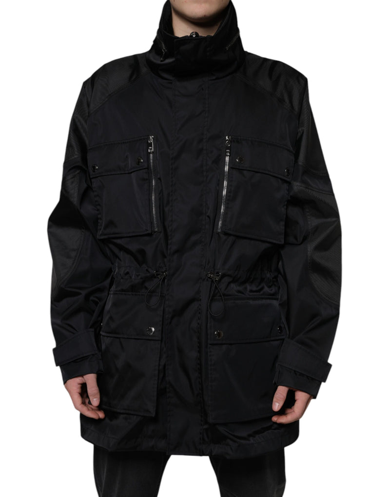 Black Nylon Winter Men Parka Coat Jacket