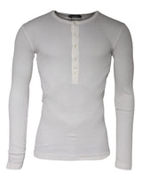 White Cotton Buttoned Long Sleeves T-shirt