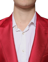 Red Polyester Single Breasted Formal Suit