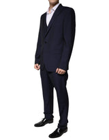 Dark Blue Wool 3 Piece Slim Fit Formal Suit