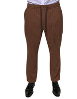 Brown Stripes Skinny Men Dress Pants