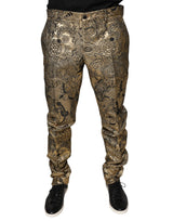 Gold Floral Jacquard Men Dress Pants