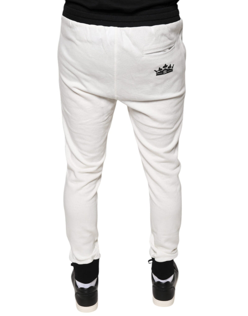 White Cotton Slim Men Jogger Sweatpants Pants