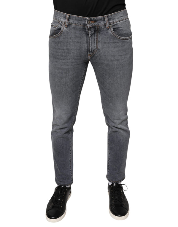 Dark Gray Cotton Stretch Skinny Denim Jeans