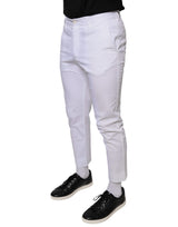 White Cotton Skinny Dress Pants