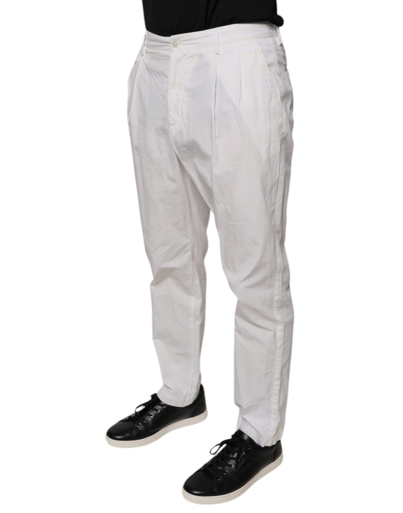 White Cotton Skinny Dress Pants