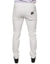 White Cotton Skinny Slim Men Denim Jeans