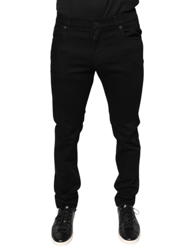 Black Cotton Stretch Skinny Men Denim Jeans