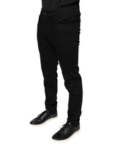 Black Cotton Stretch Skinny Men Denim Jeans