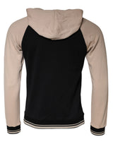 Black Beige Hooded Men Sweatshirt Sweater