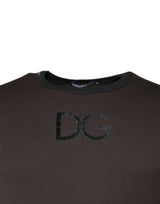 Brown Logo Cotton Crew Neck Pullover Sweater