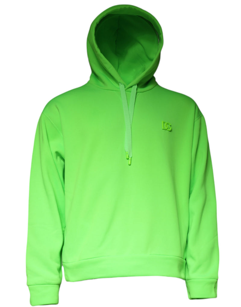 Green Logo Hooded Pullover Sweatshirt Sweater