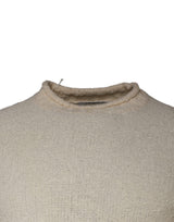 Beige Wool Knit Long Sleeve Round Neck Pullover Sweater