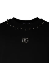 Black Logo Stud Pullover Sweatshirt Sweater