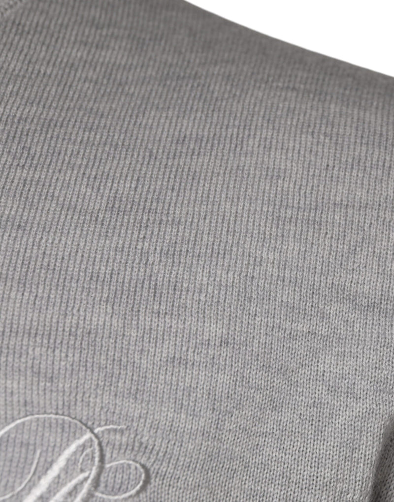 Light Gray Wool Crew Neck Pullover Sweater