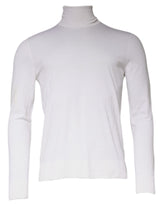 White Long Sleeve Turtleneck Men Pullover Sweater