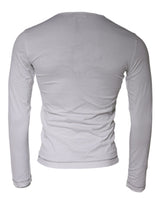 White Cotton Buttoned Long Sleeves T-shirt