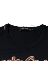 Black Graphic Print Cotton Crew Neck T-shirt