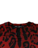 Red Leopard Cotton Short Sleeves T-shirt