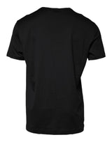 Black Cotton Shorts Sleeves Crewneck T-shirt