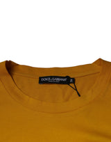 Mustard Embossed Logo Crew Neck T-shirt