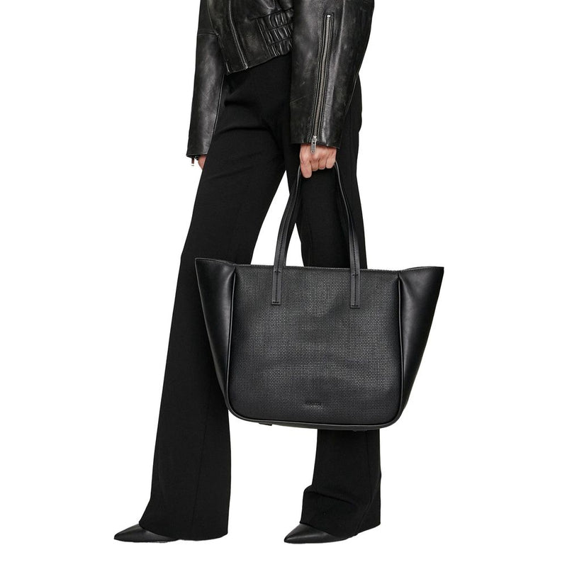 Black Synthetic Leather Handbag